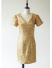 Short Sleeves Gold Sequin Sexy Party Dress